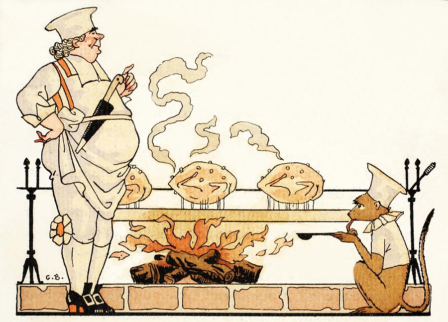 Roasting On A Spit Painting by Georges Barbier. 