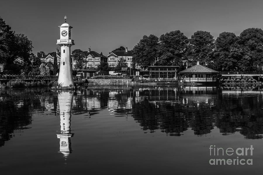 Roath Park Lake Black and White Photograph by Steve Purnell