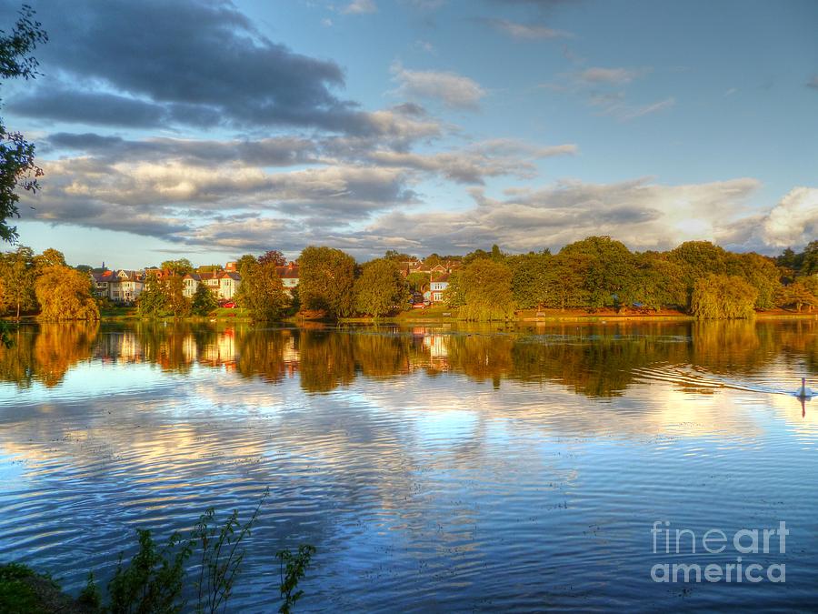 Sunset Photograph - Roath Park Reflections HDR by Vicki Spindler