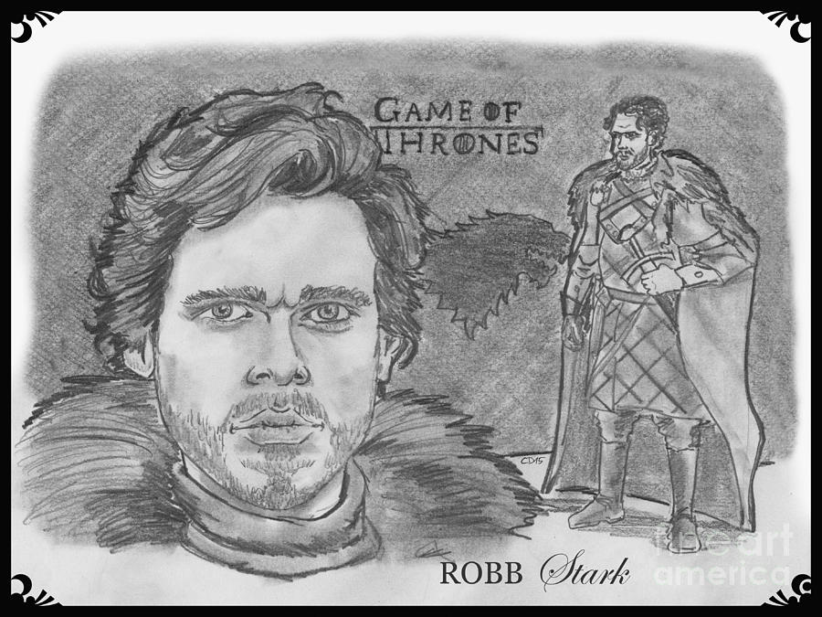 Game Of Thrones Drawing - Robb Stark King of the North by Chris DelVecchio