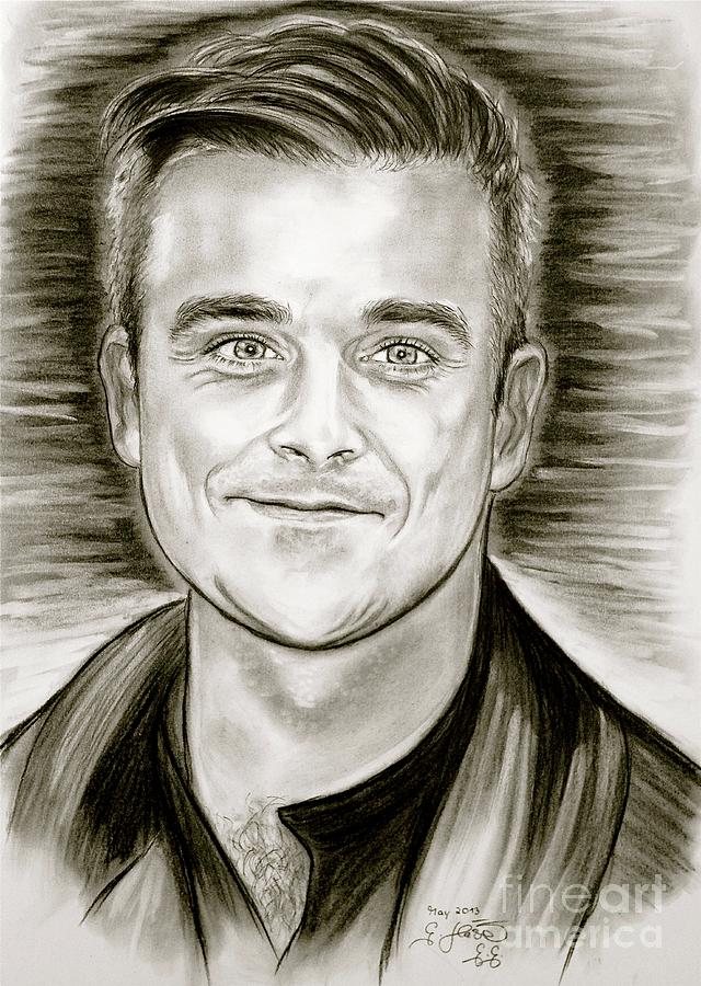 Celebrity Drawing - Robbie Williams by Gittas Art