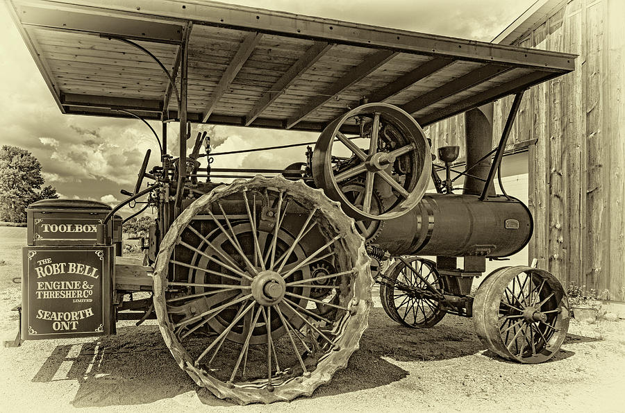 Robert Bell Steam Engine - Sepia Photograph by Steve Harrington
