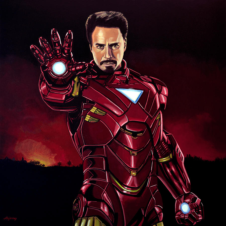 The Avengers Movie Painting - Robert Downey Jr. as Iron Man  by Paul Meijering