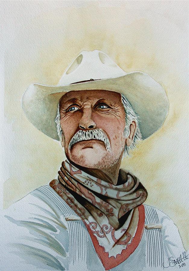 Robert Duvall as Augustus McCrae in Lonesome Dove Painting by Jimmy Smith