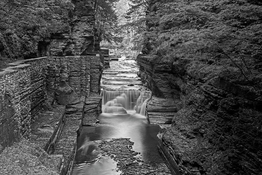Robert H. Treman State Park Canal 2 Ithaca NY Black and White Photograph by Toby McGuire