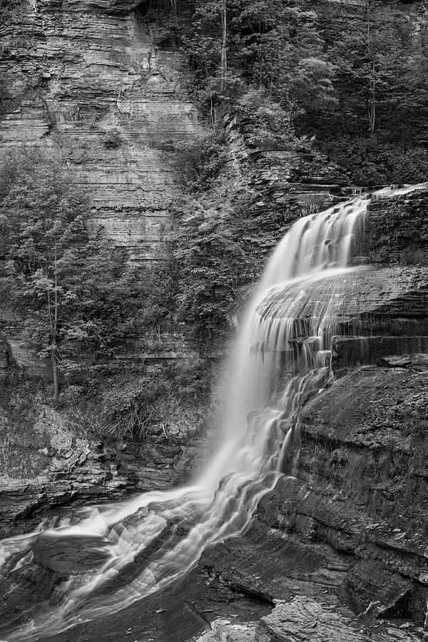 Robert H. Treman State Park Flowing Water Ithaca NY Black and White Photograph by Toby McGuire