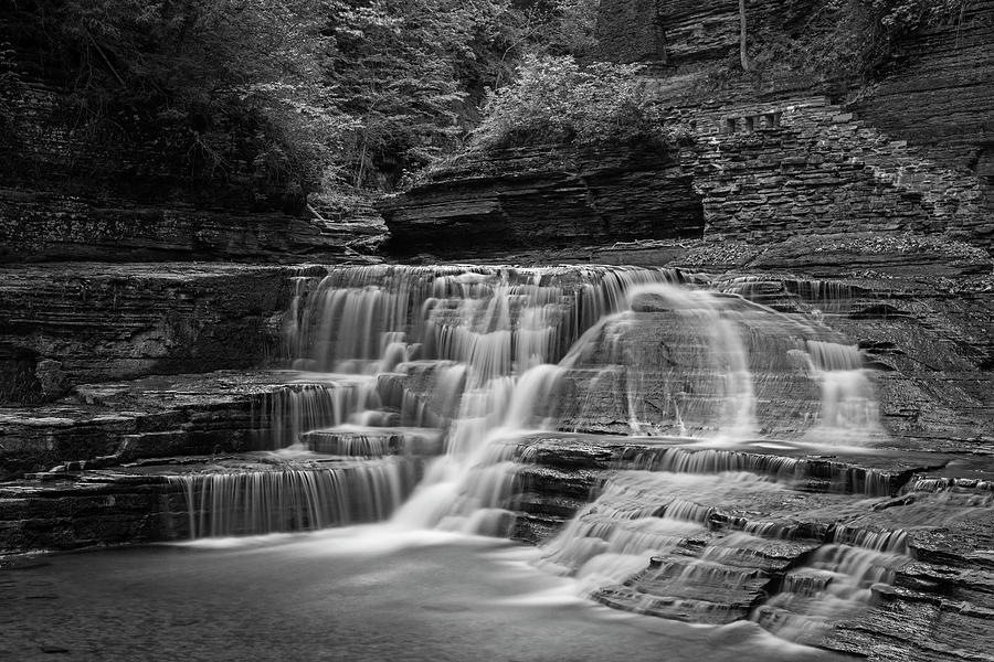 Robert H. Treman State Park Pathways Ithaca NY Black and White Photograph by Toby McGuire