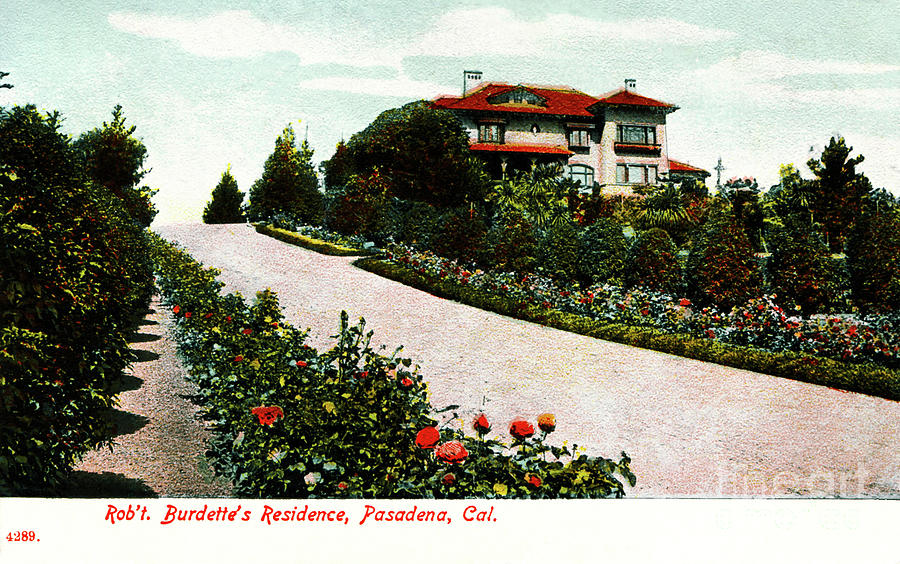 Robert Jones Burdette mansion Pasadena CA 1907 Photograph by Sad Hill - Bizarre Los Angeles Archive