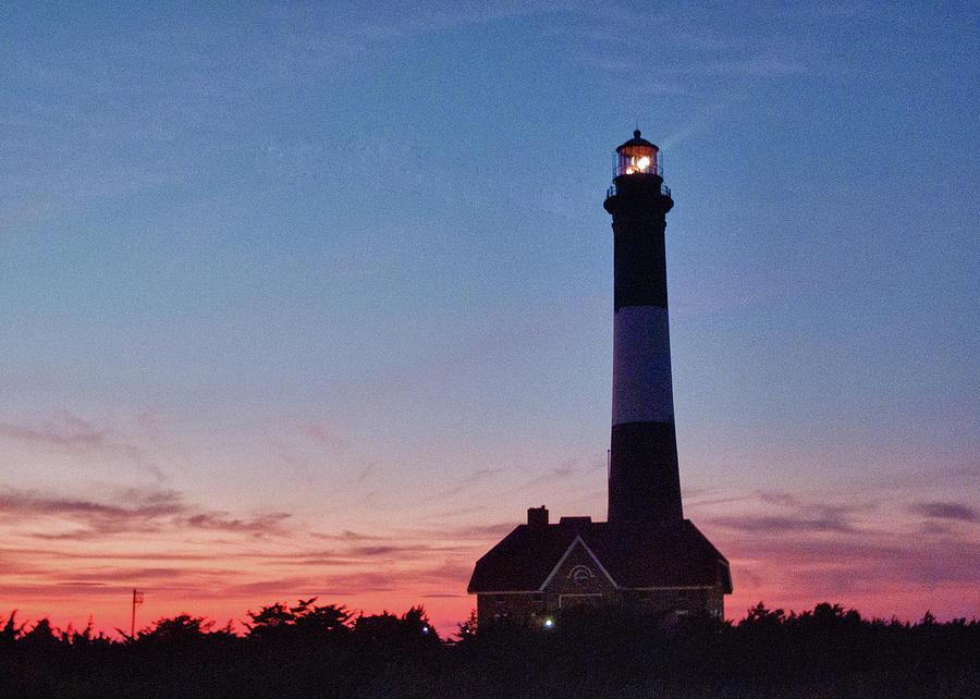 Sunset Photograph - Robert Moses Light House by Linda Pulvermacher