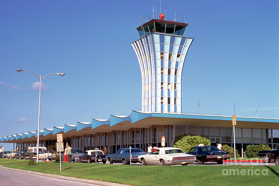 Vintage Photograph - Robert Mueller Municipal Airport and Control Tower, Austin, Texas by Dan Herron