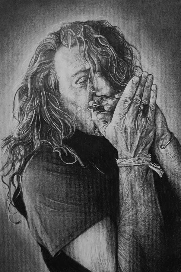 Robert Plant Drawing by Steve Hunter