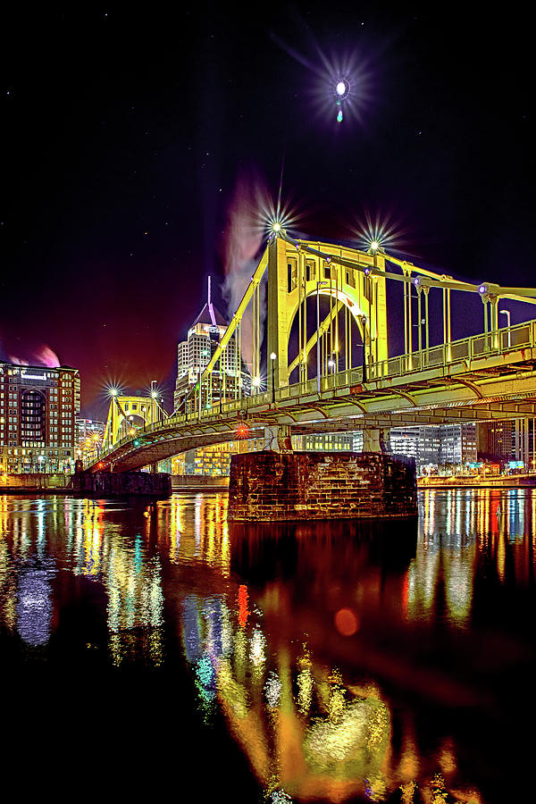 Roberto Clemente Bridge And Pittsburgh Downtown Photograph by Alex Grichenko