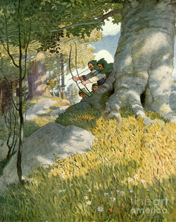 Robin Hood and his companions rescue Will Stutely Painting by Newell Convers Wyeth