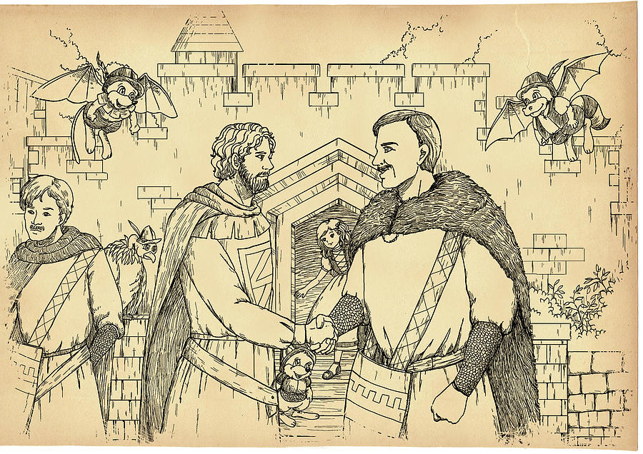 Robin Hood and the Captain of the Guard Drawing by Reynold Jay