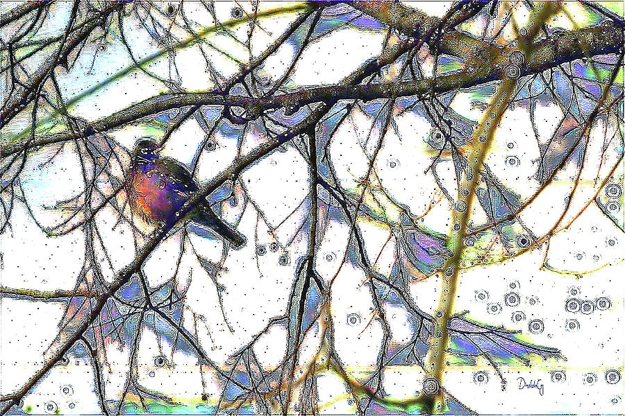 Robin in Stained Glass Photograph by Diane Lindon Coy