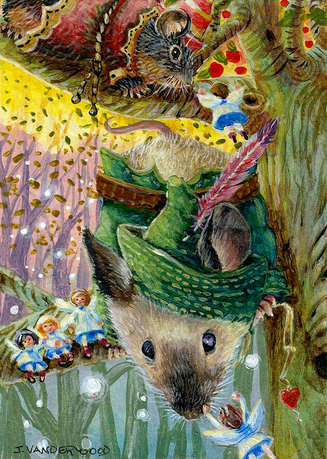 Robin Mouse and the Forest Fairies Painting by Jacquelin L Westerman