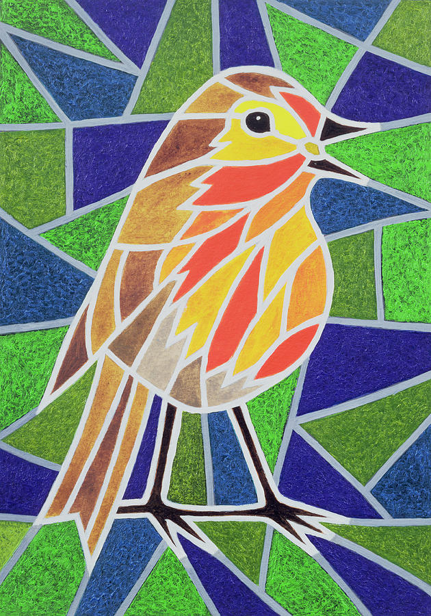 Robin Painting - Robin on Stained Glass by Pat Scott