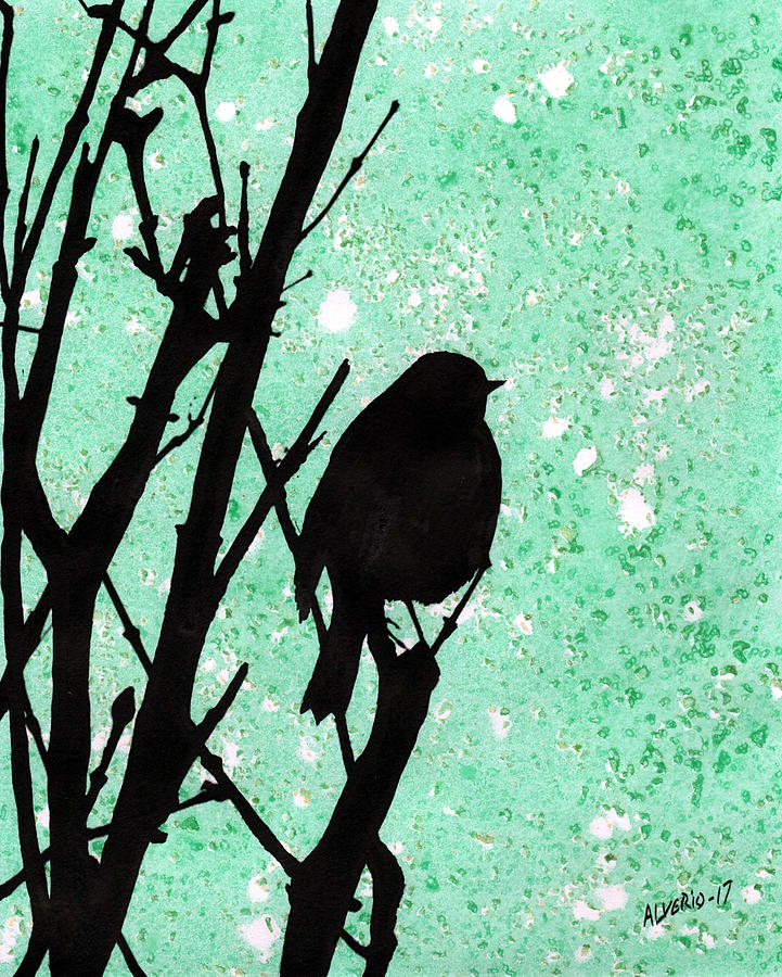 Robin Silhouette Painting by Edwin Alverio