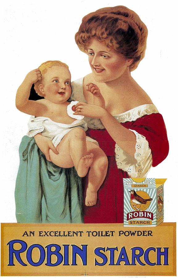 Robin Starch - Toilet Powder - Vintage Advertising Poster Mixed Media