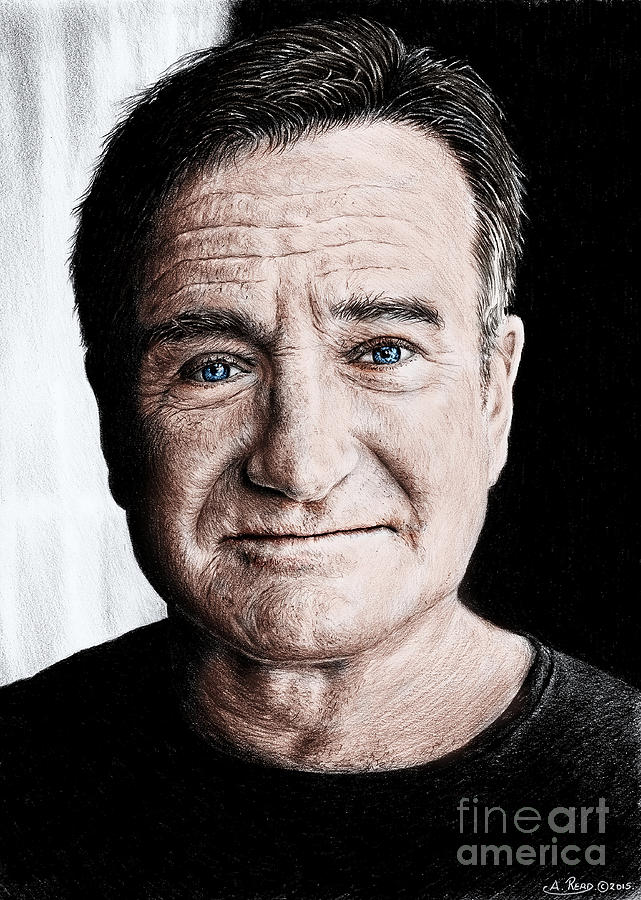 Robin Williams colour edit Drawing by Andrew Read