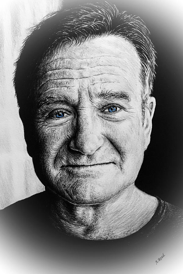 Robin Williams reflections Drawing by Andrew Read