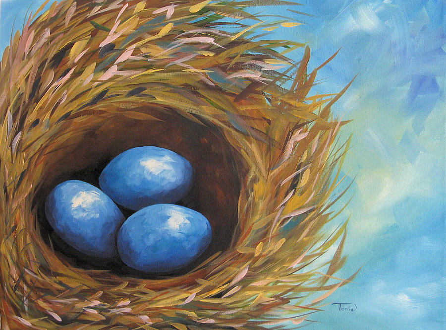 Robins Blue Eggs Painting by Torrie Smiley