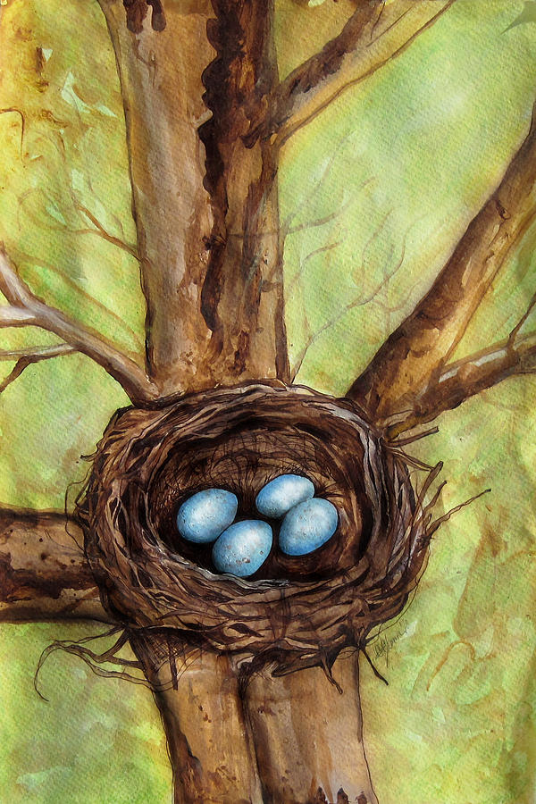 Robin's Nest Painting - Robins Nest by Carrie Ann Jackson Robin's Nest Painting - Robins Nest by Carrie Ann Jackson