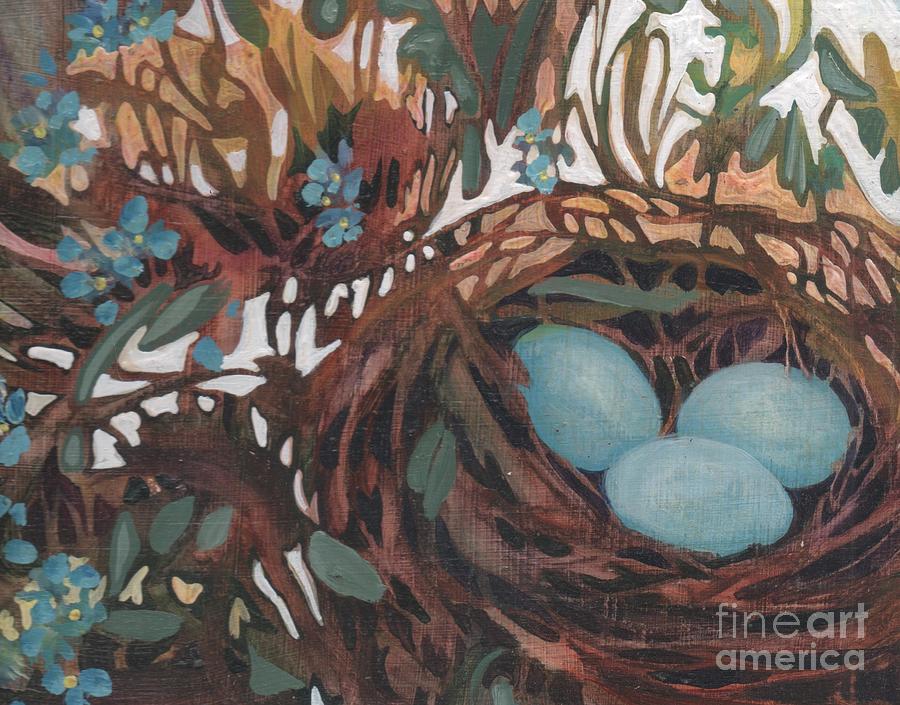 Robins Nest Painting by Joan Clear