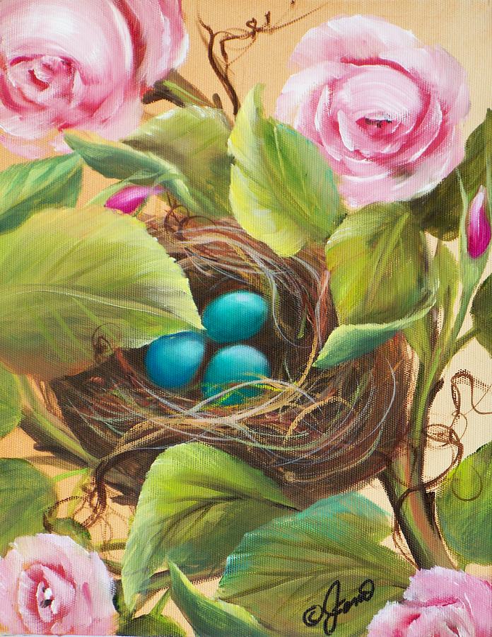 Robins Nest Painting by Joni McPherson