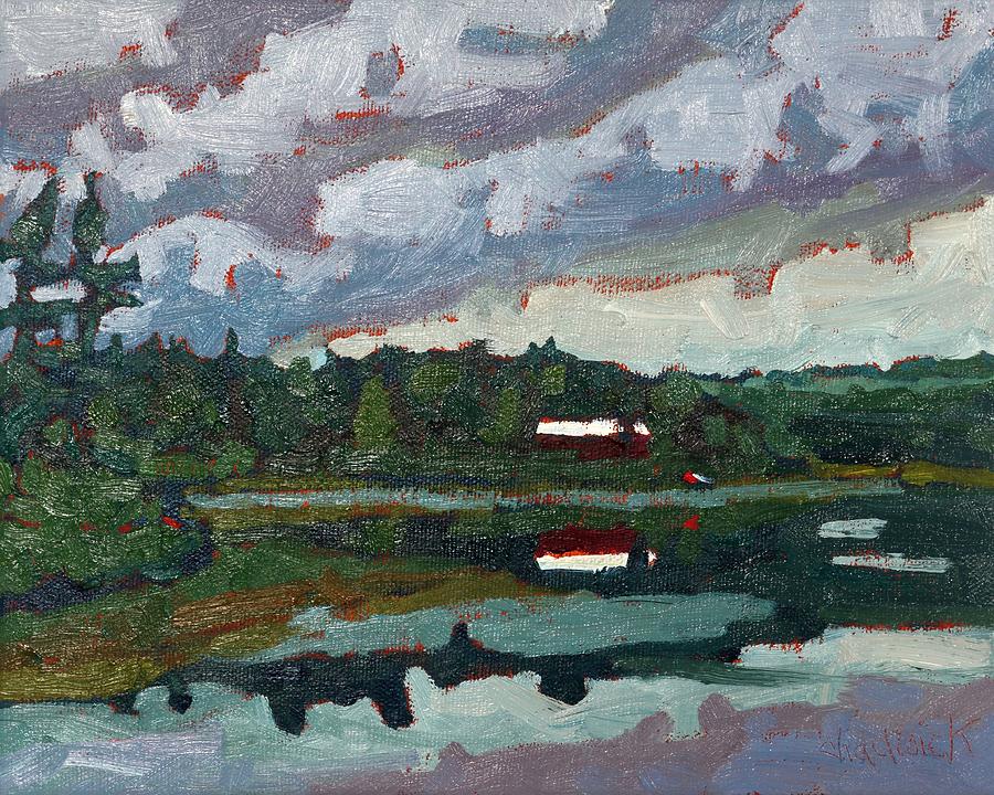 Robinson Lake Morning Cottage Painting by Phil Chadwick