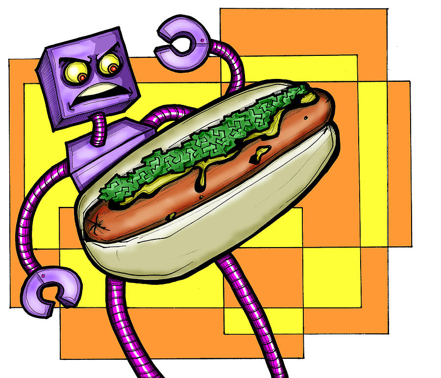 Robo v. Hotdog Digital Art by Christopher Capozzi