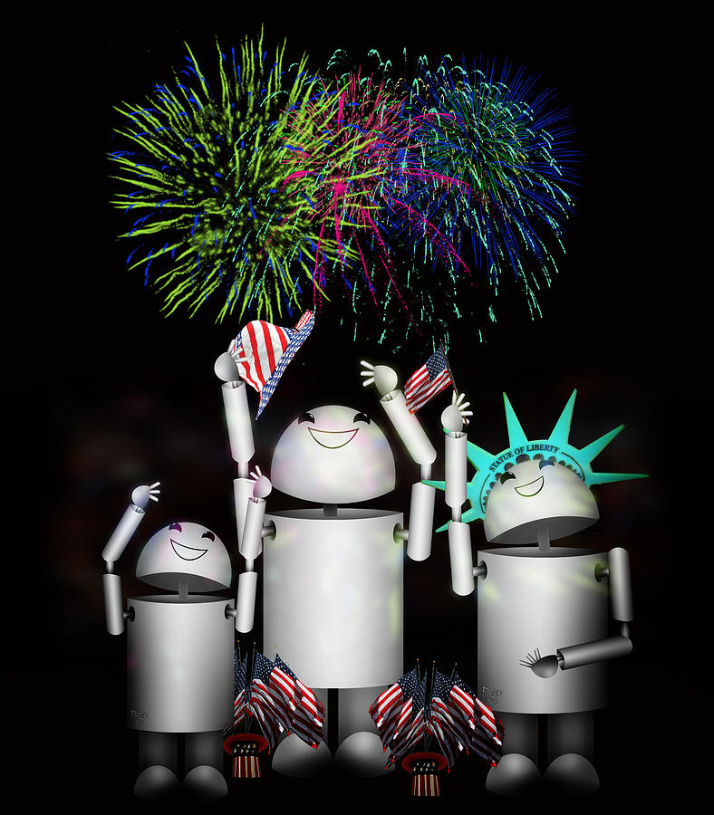 Robo-x9 and Family Celebrate Freedom Digital Art by Gravityx9  Designs