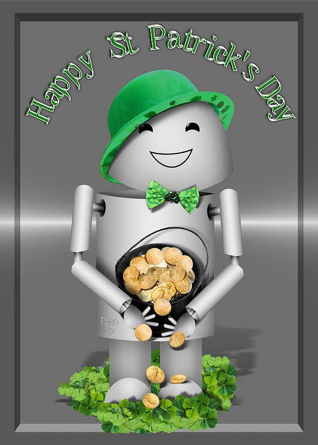 St Patricks Day Mixed Media - Robo-x9 With a Pot of Gold by Gravityx9   Designs