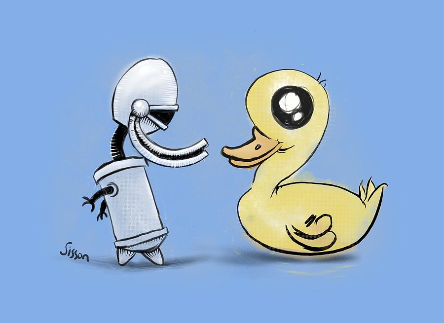 Robot and a Duck Digital Art by Dylan Sisson - Pixels