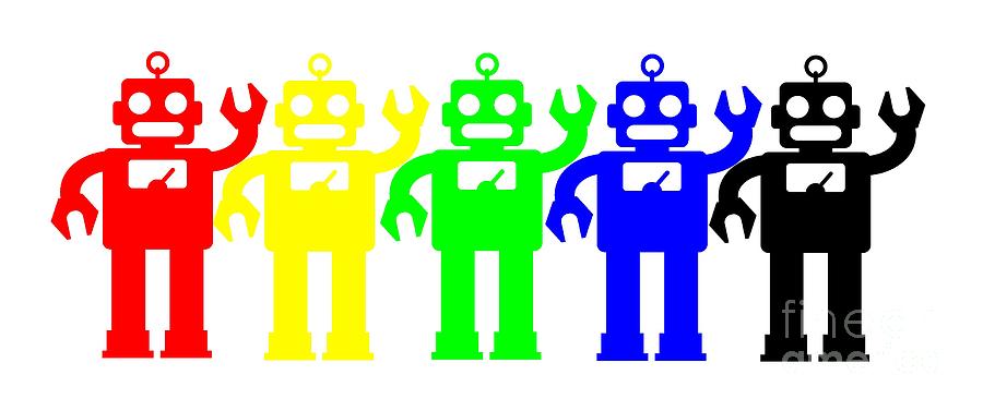 Robot Lives Matter Rainbow Tee Digital Art by Edward Fielding