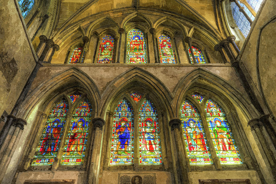 Rochester Cathedral Stained Glass Windows Art Photograph by David Pyatt