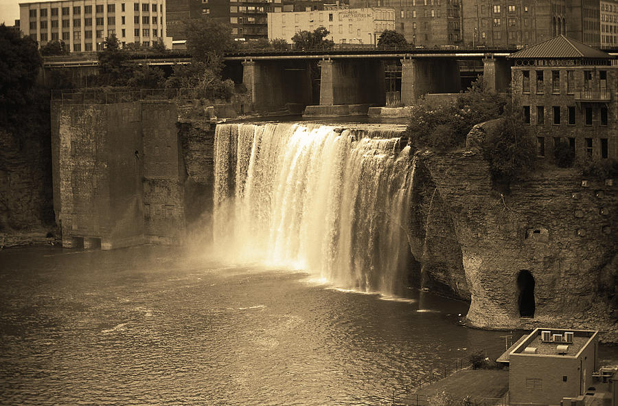 Rochester, New York - High Falls Sepia Photograph by Frank Romeo