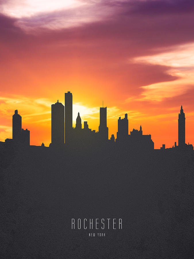 Rochester New York Sunset Skyline 01 Painting