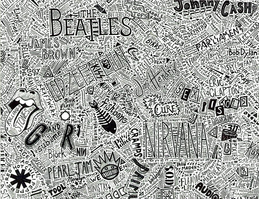 Rolling Stones Drawing - Rock And Roll 1950s - Today by Mark Richardson Rolling Stones Drawing - Rock And Roll 1950s - Today by Mark Richardson