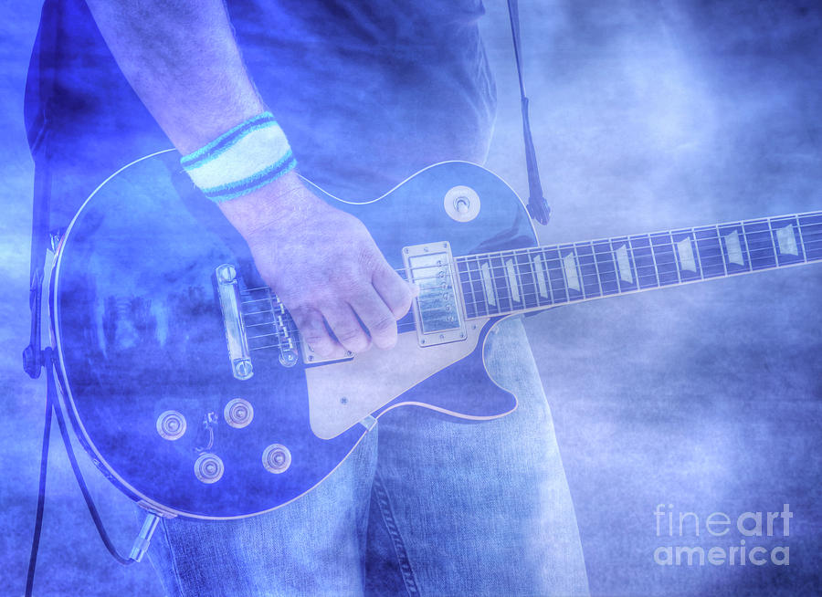 Rock And Roll Guitar Blue Haze Digital Art