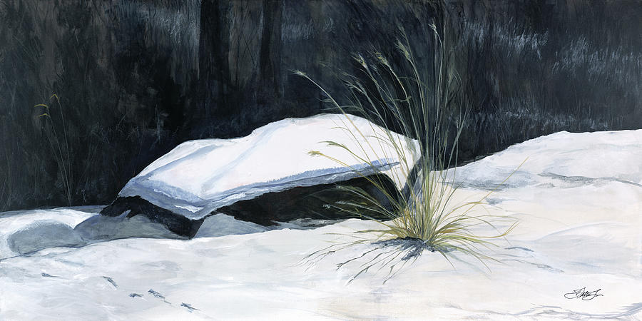 Rock And Snow Painting By Walter Lee