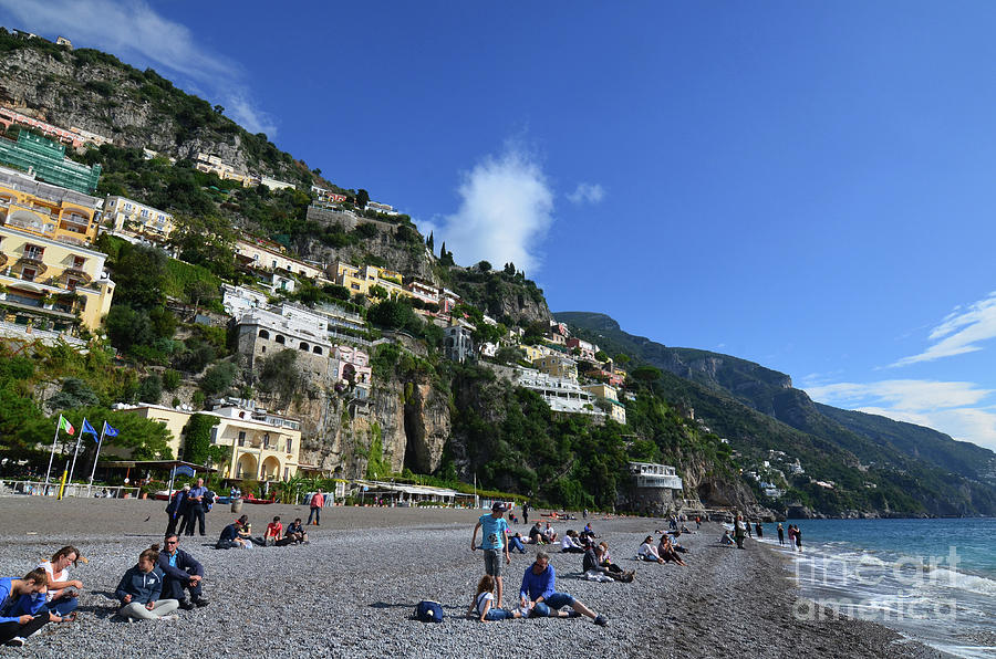 Rock Beach Along the Village of Positano in Italy Photograph by DejaVu Designs