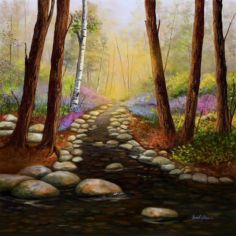 Rock Bottom Creek Painting by Sena Wilson