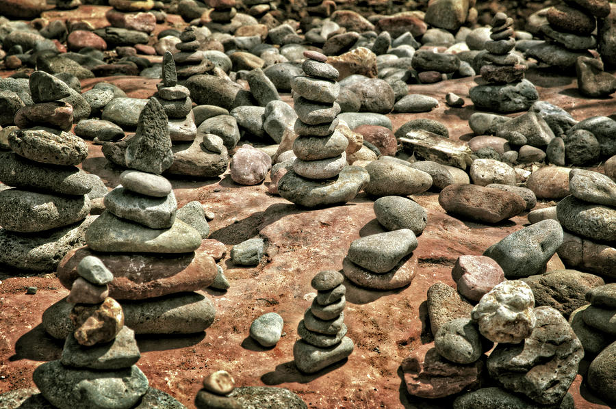 Rock Cairns at Buddha Beach - Sedona Photograph by Jennifer Rondinelli Reilly - Fine Art Photography