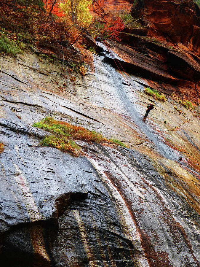 Rock Climber, The Narrows, Zion NP Photograph by Alan Socolik