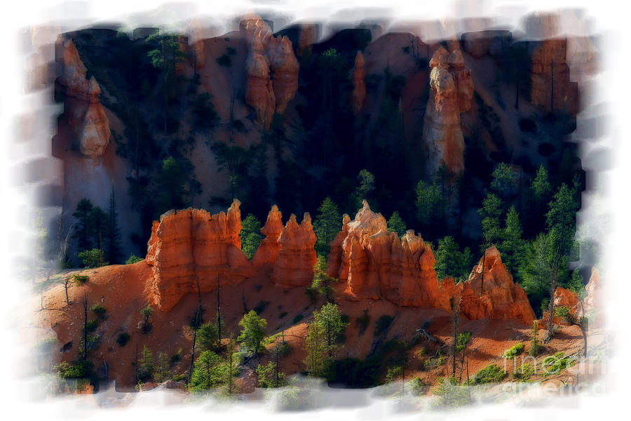 Rock formation view in Bryce National Park  paintography Photograph by Dan Friend