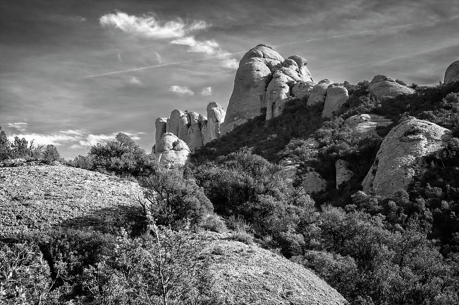 Rock Formations Montserrat Spain II BW Photograph by Joan Carroll