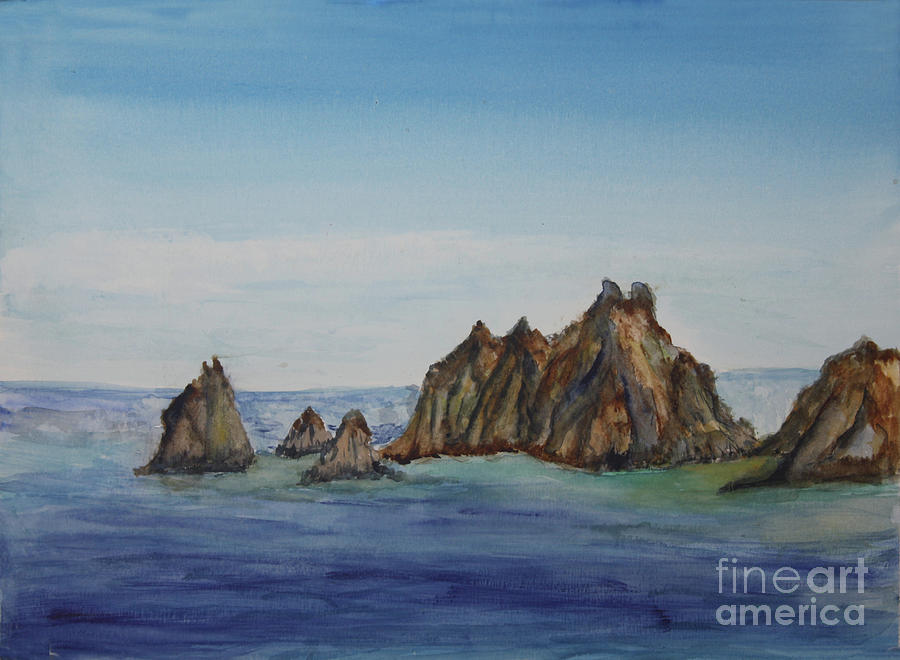 Beach Painting - Rock Formations of Cabo San Lucas by Donna Walsh