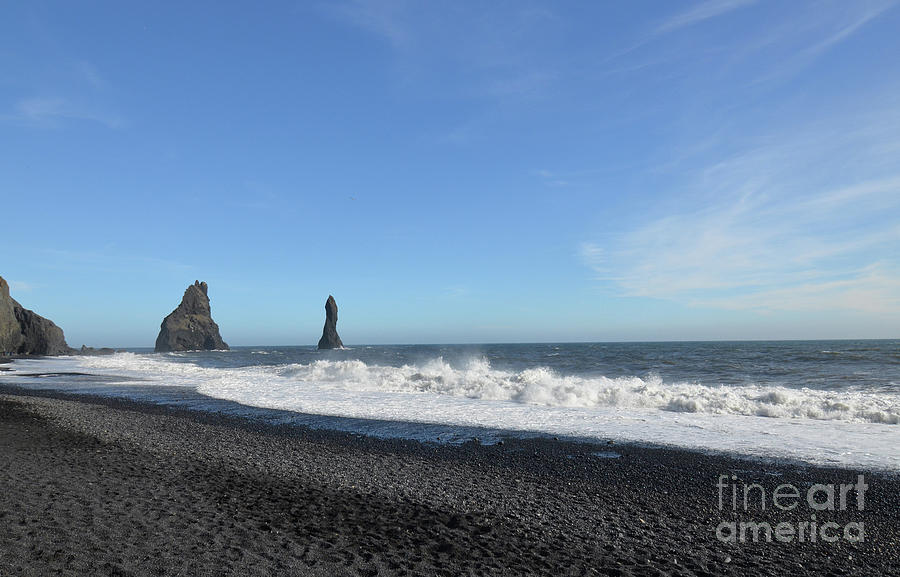 Rock Formations off the Coast of Reynisfjara Beach in Vik Icelan Photograph by DejaVu Designs