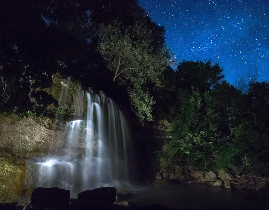 Rock Glen Falls At Night Photograph